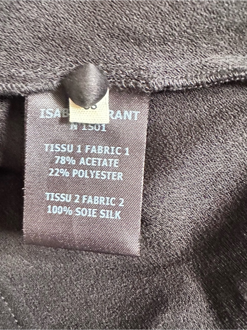 Isabel Marant Black Long Sleeve Top Silk Collar Size Small - Picture 3 of 4